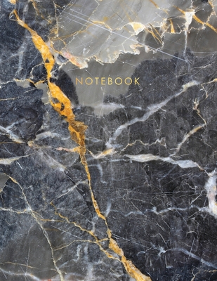 Notebook: Black and Quartz Marble with Gold Detail - Marble & Gold Notebook - 150 College-ruled Pages - 8.5 x 11 - A4 Size By Paperlush Press Cover Image