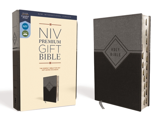 Niv, Premium Gift Bible, Leathersoft, Black/Gray, Red Letter Edition, Indexed, Comfort Print By Zondervan Cover Image