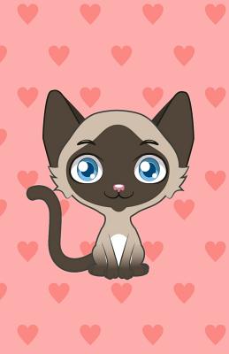Notebook: Cute Siamese Cat, Pink Hearts Girly Notebook, Small Size - 5