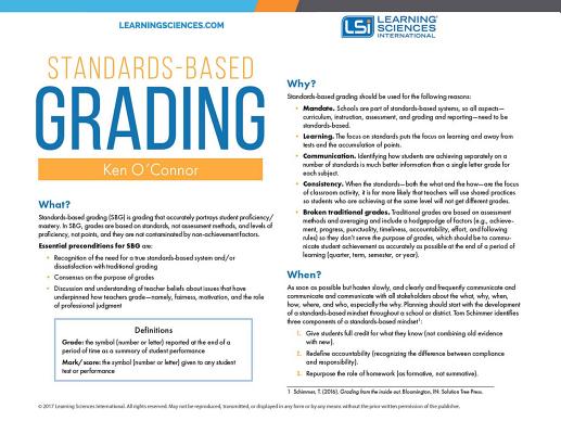 Standards-Based Grading Quick Reference Guide Cover Image