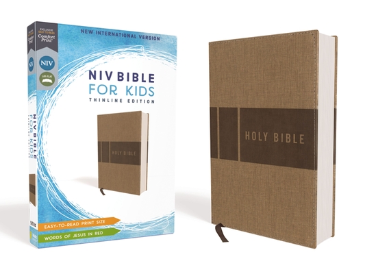 Niv, Bible for Kids, Leathersoft, Tan, Red Letter, Comfort Print: Thinline Edition By Zondervan Cover Image