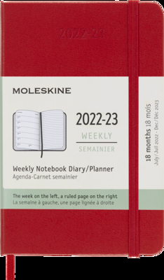 Moleskine 2023 Weekly Notebook Planner, 18M, Pocket, Scarlet Red, Hard Cover (3.5 x 5.5) By Moleskine Cover Image