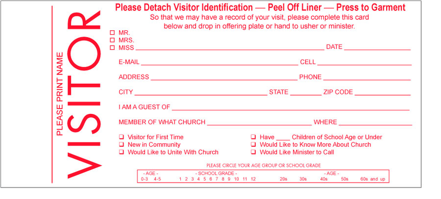 Visitor's card with name tag Cover Image