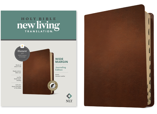 NLT Wide Margin Bible, Filament-Enabled Edition (Genuine Leather, Brown, Indexed, Red Letter) By Tyndale (Created by) Cover Image
