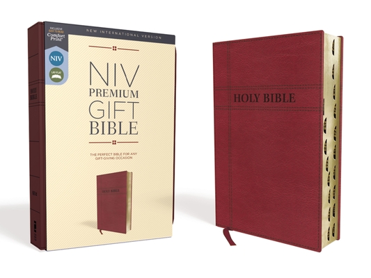 Niv, Premium Gift Bible, Leathersoft, Burgundy, Red Letter Edition, Indexed, Comfort Print By Zondervan Cover Image