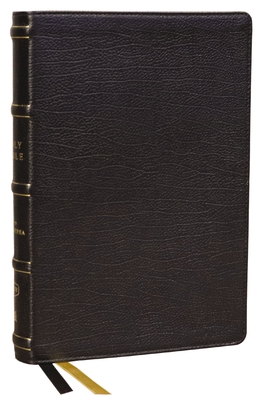 Kjv, Center-Column Reference Bible with Apocrypha Genuine Leather, Black, 73,000 Cross-References, Red Letter, Thumb Indexed, Comfort Print: King Jame By Thomas Nelson Cover Image
