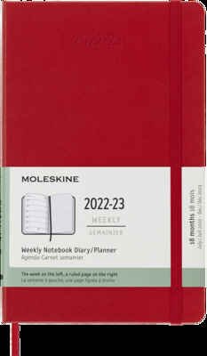Moleskine 2023 Weekly Notebook Planner, 18M, Large, Scarlet Red, Hard Cover (5 x 8.25) By Moleskine Cover Image