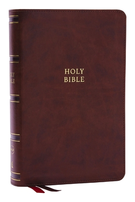 Nkjv, Single-Column Reference Bible, Verse-By-Verse, Brown Leathersoft, Red Letter, Comfort Print (Thumb Indexed) Cover Image