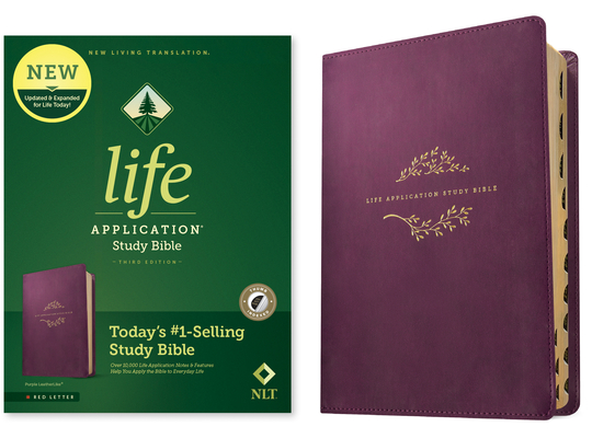 NLT Life Application Study Bible, Third Edition (Leatherlike, Purple, Indexed, Red Letter) Cover Image