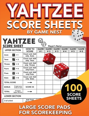 Yahtzee Score Sheets: 100 Large Score Pads for Scorekeeping 8.5