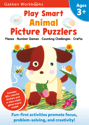 Play Smart Animal Picture Puzzlers Age 3+: Preschool Activity Workbook with Stickers for Toddlers Ages 3, 4, 5: Learn Using Favorite Themes: Tracing, Mazes, Matching Games (Full Color Pages) By Gakken early childhood experts Cover Image
