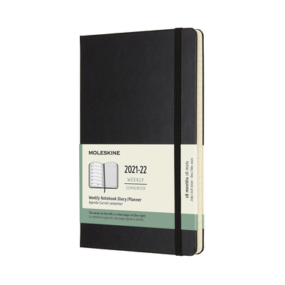 Moleskine 2021-2022 Weekly Planner, 18M, Large, Black, Hard Cover (5 x 8.25) Cover Image