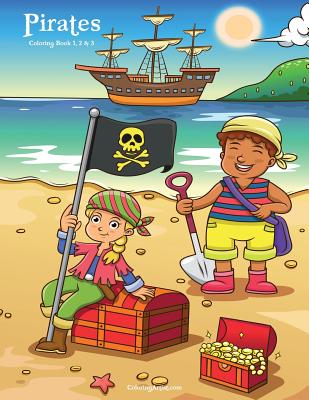 Pirates Coloring Book 1, 2 & 3 Cover Image