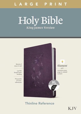 KJV Large Print Thinline Reference Bible, Filament Enabled Edition (Red Letter, Leatherlike, Floral/Purple, Indexed) Cover Image
