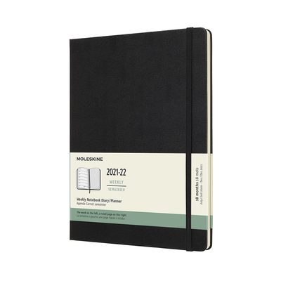 Moleskine 2021-2022 Weekly Planner, 18M, Extra Large, Black, Hard Cover (7.5 x 10) Cover Image