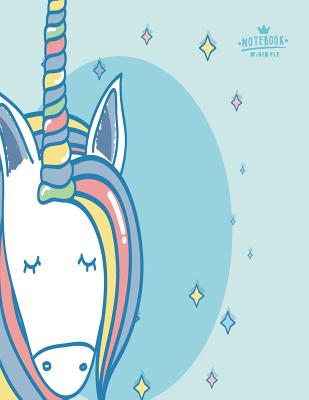 Notebook: Unicorn on blue cover and Dot Graph Line Sketch pages, Extra large (8.5 x 11) inches, 110 pages, White paper, Sketch, Cover Image