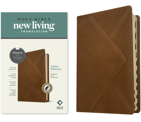 NLT Thinline Reference Bible, Filament-Enabled Edition (Leatherlike, Messenger Brown, Indexed, Red Letter) Cover Image