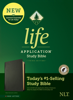 NLT Life Application Study Bible, Third Edition (Genuine Leather, Black, Indexed, Red Letter) Cover Image