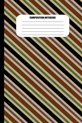Composition Notebook: Diagonal Stripes in Dark, Warm Colors (100 Pages, College Ruled) Cover Image