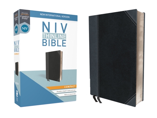 NIV, Thinline Bible, Compact, Imitation Leather, Black/Gray, Red Letter Edition By Zondervan Cover Image