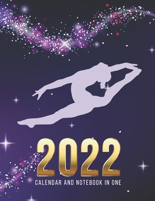 2022 Calendar and Notebook In One: Purple Gymnast Gymnastics Art / 8.5x11 Monthly Planner with Note Paper Combo / Large Organizer With Whole Month on Cover Image