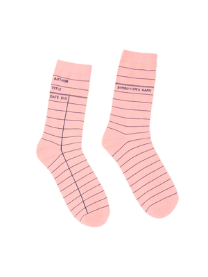 Library Card (Pink) Socks - Small