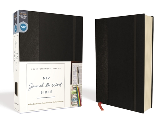 NIV, Journal the Word Bible, Hardcover, Black, Red Letter Edition, Comfort Print: Reflect, Take Notes, or Create Art Next to Your Favorite Verses By Zondervan Cover Image