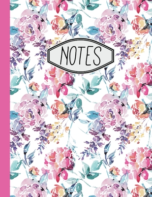 Notes: Pretty Pink with White Background Floral Notebook 8.5" X 11" - 110 Pages