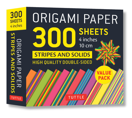Origami Paper 300 Sheets Stripes and Solids 4 (10 CM): Tuttle Origami Paper: High-Quality Double-Sided Origami Sheets Printed with 12 Different Design Cover Image