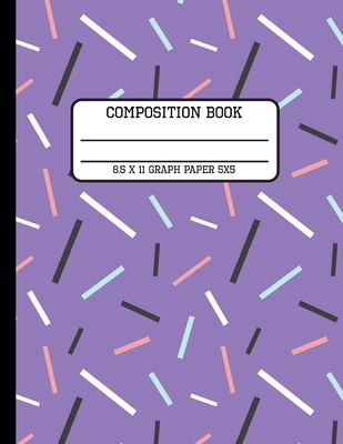 Composition Book Graph Paper 5x5: Trendy Purple 80s Geometric Back to School Quad Writing Notebook for Students and Teachers in 8.5 x 11 Inches By Full Spectrum Publishing Cover Image