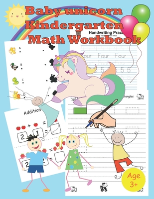 baby unicorn kindergarten math workbook: Activity Book for Kids tracing, coloring, matching, drawing, counting