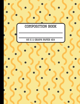 Composition Book Graph Paper 4x4: Yellow Geometric Back to School Quad Writing Notebook for Students and Teachers in 8.5 x 11 Inches Cover Image