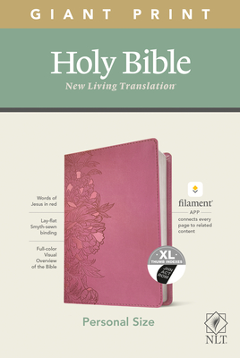 NLT Personal Size Giant Print Bible, Filament Enabled Edition (Red Letter, Leatherlike, Peony Pink, Indexed) Cover Image