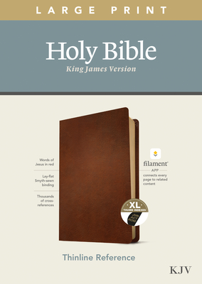 KJV Large Print Thinline Reference Bible, Filament Enabled Edition (Red Letter, Genuine Leather, Brown, Indexed) Cover Image