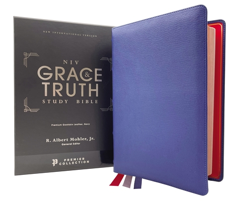 Niv, the Grace and Truth Study Bible (Trustworthy and Practical Insights), Premium Goatskin Leather, Blue, Premier Collection, Black Letter, Art Gilde Cover Image