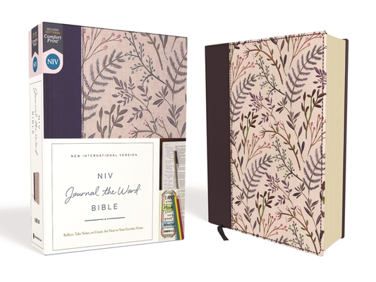 NIV, Journal the Word Bible, Cloth Over Board, Pink Floral, Red Letter Edition, Comfort Print: Reflect, Take Notes, or Create Art Next to Your Favorit By Zondervan Cover Image
