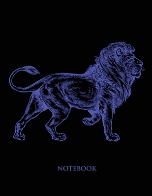 Lion Notebook: Half Picture Half Wide Ruled Notebook - Large (8.5 x 11 inches) - 110 Numbered Pages - Blue Softcover Cover Image