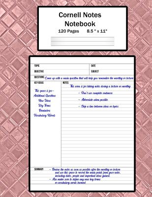 Cornell Notes Notebook: Note Taking System, For Students, Writers, Meetings, Lectures Large Size 8.5 x 11 (21.59 x 27.94 cm), Durable Matte Ro Cover Image