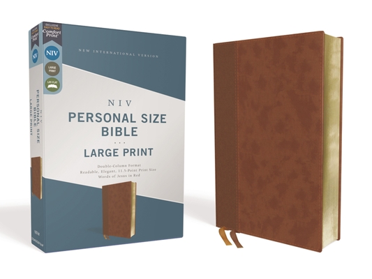 Niv, Personal Size Bible, Large Print, Leathersoft, Brown, Red Letter Edition, Comfort Print Cover Image
