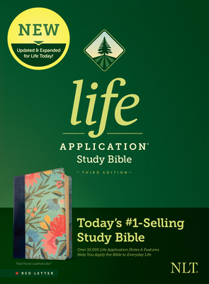 NLT Life Application Study Bible, Third Edition (Leatherlike, Teal Floral, Red Letter) Cover Image