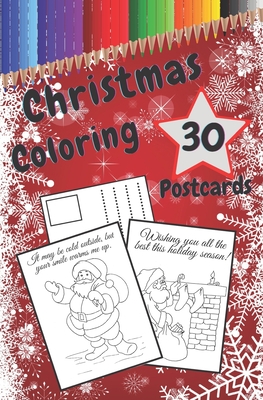 Christmas Coloring Postcards: Handmade Tear-Out Cards to Color and Share Create Your Own Blessings Funny Quotes Gift Tags Book for Adults and Kids Cover Image
