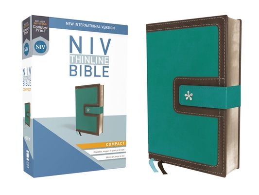 NIV, Thinline Bible, Compact, Imitation Leather, Blue/Brown, Red Letter Edition Cover Image