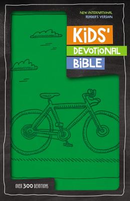 Nirv, Kids' Devotional Bible, Leathersoft, Green: Over 300 Devotions By Zondervan Cover Image