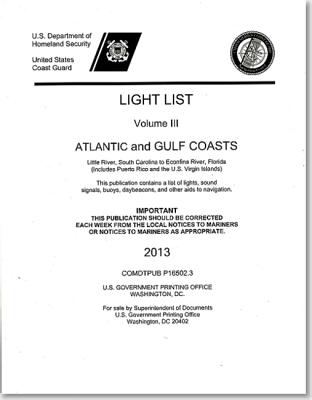 Light List: Atlantic Coast and Gulf, from Little River, SC to Ecofina River, FL 2013 Cover Image