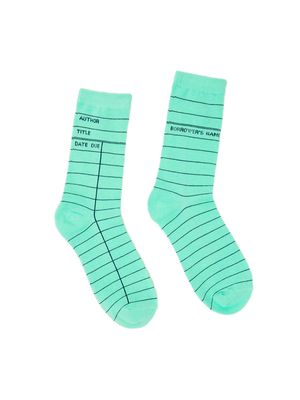 Library Card (Mint Green) Socks - Large By Out of Print Cover Image