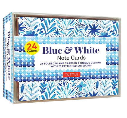 Blue & White Note Cards - 24 Cards: 24 Blank Cards in 8 Unique Designs with 25 Patterned Envelopes Cover Image