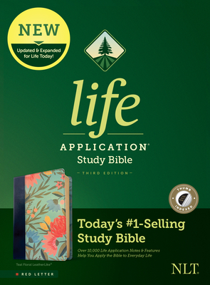 NLT Life Application Study Bible, Third Edition (Leatherlike, Teal Floral, Indexed, Red Letter) Cover Image