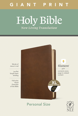 NLT Personal Size Giant Print Bible, Filament Enabled Edition (Red Letter, Leatherlike, Rustic Brown, Indexed) By Tyndale (Created by) Cover Image