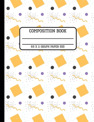 Composition Book Graph Paper 5x5: Trendy 80s Geometric Vintage Back to School Quad Writing Notebook for Students and Teachers in 8.5 x 11 Inches Cover Image