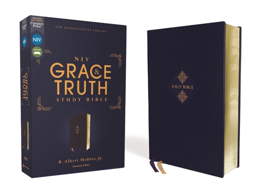 Niv, the Grace and Truth Study Bible, Leathersoft, Navy, Red Letter, Comfort Print By R. Albert Mohler Jr (Editor), Zondervan Cover Image